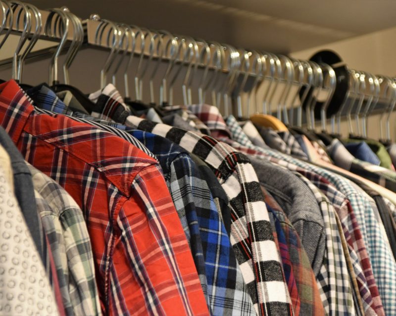 Rack of donated clothing